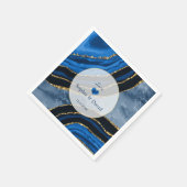 Elegante Navy Blauwe Agate Gouden Marmeren Bruilof Servet (Hoek)