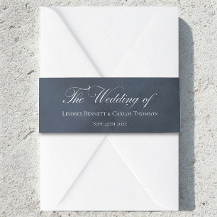 Elegante Navy Blauwe Aquarel Bruiloft Uitnodigingen Wikkel