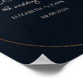 Elegante Navy Blauwe Bloemen Bruiloft Poster (Hoek)