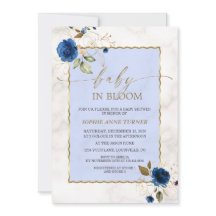 Elegante Navy Blauwe Bloemen Gouden Jongen Baby in