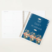 Elegante Navy Blauwe Bloemendagplanner Planner (Display)