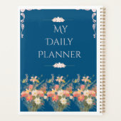 Elegante Navy Blauwe Bloemendagplanner Planner (Achterkant)