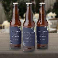 Elegante Navy Blauwe Bloemige Groene Huwelijk