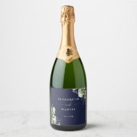 Elegante Navy Blauwe Bloemige Groene Huwelijk