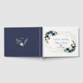 Elegante Navy Blauwe Blush Bloemen Bloeien Gouden  Gastenboek (Volledig)