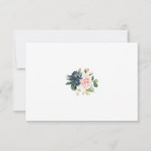 Elegante Navy Blauwe Blush Bloemen Bruiloft RSVP Kaartje (Achterkant)