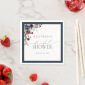 Elegante Navy Blauwe Bourgondische Bloemrijke Brui Servet (Insitu)