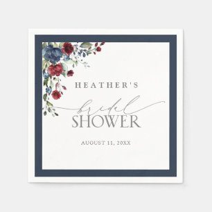 Elegante Navy Blauwe Bourgondische Bloemrijke Brui Servet