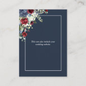 Elegante Navy Blauwe Bourgondische Botanische Kant Informatiekaartje (Achterkant)