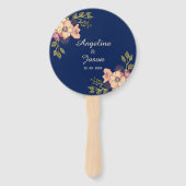 Elegante Navy Blauwe Bruiloft Handwaaier (Voorkant)