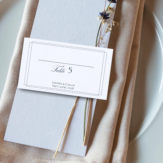 Elegante Navy Blauwe Bruiloft Plaatskaartje
