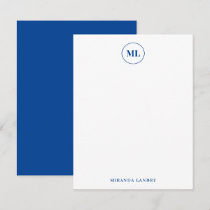 Elegante Navy Blauwe Cirkel Monogram Eerste Letter Notitiekaartje