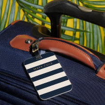 Elegante Navy Blauwe & Crème Strepen Gepersonalise