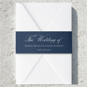 Elegante Navy Blauwe De bruiloft van Uitnodigingen Wikkel
