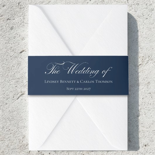 Elegante Navy Blauwe De bruiloft van Uitnodigingen Wikkel
