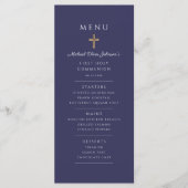 Elegante Navy Blauwe Eerste Communie Jongen Menu (Voorkant)