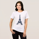 Elegante Navy Blauwe Eiffeltoren Schets - Minimali Tri-Blend Shirt (Voorkant volledig)