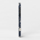 Elegante Navy Blauwe en Gouden Lelie Bloem Case-Mate iPhone Case (Achterkant/links)