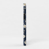 Elegante Navy Blauwe en Gouden Lelie Bloem Case-Mate iPhone Case (Achterkant/rechts)