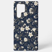 Elegante Navy Blauwe en Gouden Lelie Bloem
