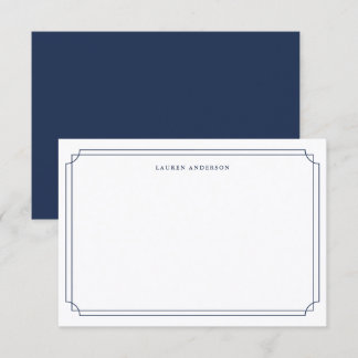 Elegante Navy-blauwe en witte rand Formeel Bedankkaart