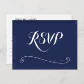 Elegante Navy-blauwe en witte trouw-RSVP Briefkaart (Voorkant / Achterkant)