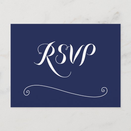 Elegante Navy-blauwe en witte trouw-RSVP Briefkaart (Voorkant)