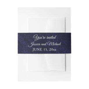 Elegante Navy Blauwe Fluwelen Trouw Wrap Uitnodigingen Wikkel