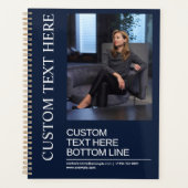 Elegante Navy Blauwe Gele Tekst Afbeelding Creatie Planner (Voorkant)