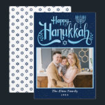 Elegante Navy Blauwe Gelukkig Hanukkah-foto Feestdagenkaart<br><div class="desc">Elegante Navy Blauwe Gelukkig Hanukkah-foto Vakantiekaart</div>