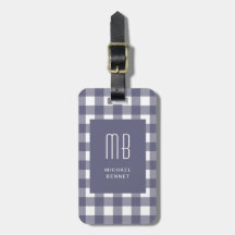 Elegante Navy Blauwe Gingham Monogram