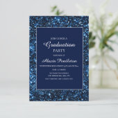Elegante Navy Blauwe Glitter Afstuderen Kaart (Staand voorkant)