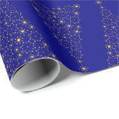 Elegante Navy Blauwe Goud Folie Kerst Pijnboom Cadeaupapier (Rol Hoek)