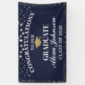 Elegante Navy Blauwe Gouden Afstuderen Klas Van 20 Spandoek (Verticaal)