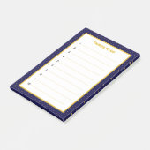 Elegante Navy Blauwe & Gouden Bewerkbare Dingen Om Post-it® Notes (Schuin)