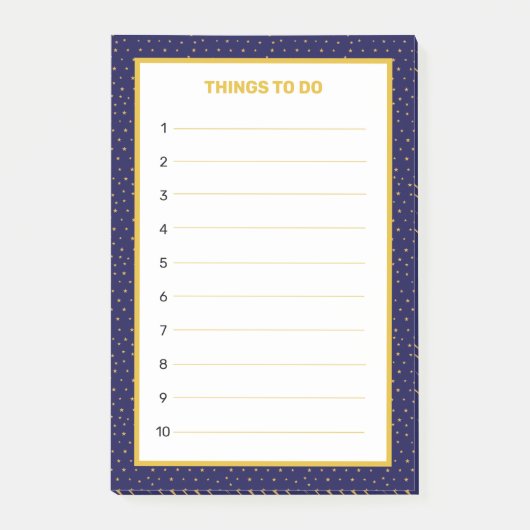 Elegante Navy Blauwe & Gouden Bewerkbare Dingen Om Post-it® Notes (Voorkant)