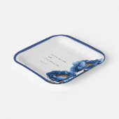 Elegante Navy Blauwe Gouden Bloemige Trouw Papieren Bordje (Gebogen)