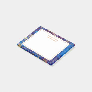 Elegante Navy Blauwe Gouden Damast Van Bureaublad Post-it® Notes