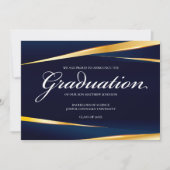 Elegante Navy Blauwe Gouden Formele Afstuderen Aankondiging (Voorkant)
