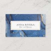 Elegante Navy Blauwe Gouden Glitter Agaat Marmer Afsprakenkaartje (Achterkant)