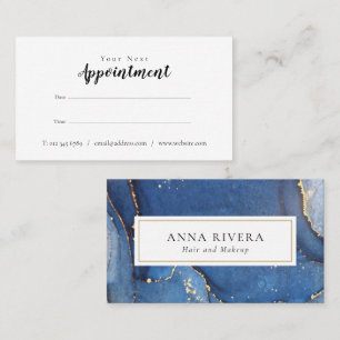 Elegante Navy Blauwe Gouden Glitter Agaten Marmer Afsprakenkaartje