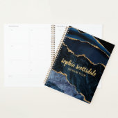 Elegante Navy Blauwe Gouden Marmer Eindjaar Planner (Display)