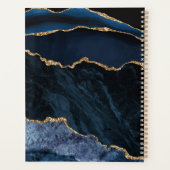 Elegante Navy Blauwe Gouden Marmer Eindjaar Planner (Achterkant)