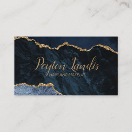 Elegante Navy Blauwe Gouden Marmer Haar Make-up Visitekaartje