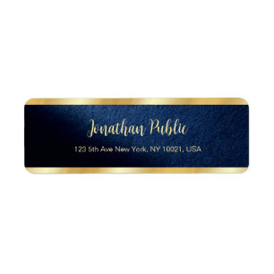 Elegante Navy Blauwe & Gouden Template Retouradres Etiket