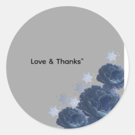 Elegante Navy Blauwe Gouden Winter Huwelijksgunst  Ronde Sticker
