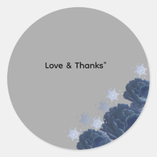 Elegante Navy Blauwe Gouden Winter Huwelijksgunst  Ronde Sticker