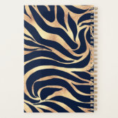 Elegante Navy Blauwe Gouden Zebraprint Planner (Achterkant)