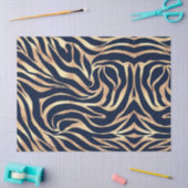 Elegante Navy Blauwe Gouden Zebraprint Tissuepapier (Craft)