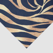 Elegante Navy Blauwe Gouden Zebraprint Tissuepapier (Detail)
